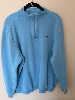 Disney Light Blue Half-Zip Men's Sweatshirt with Embroidered Mickey